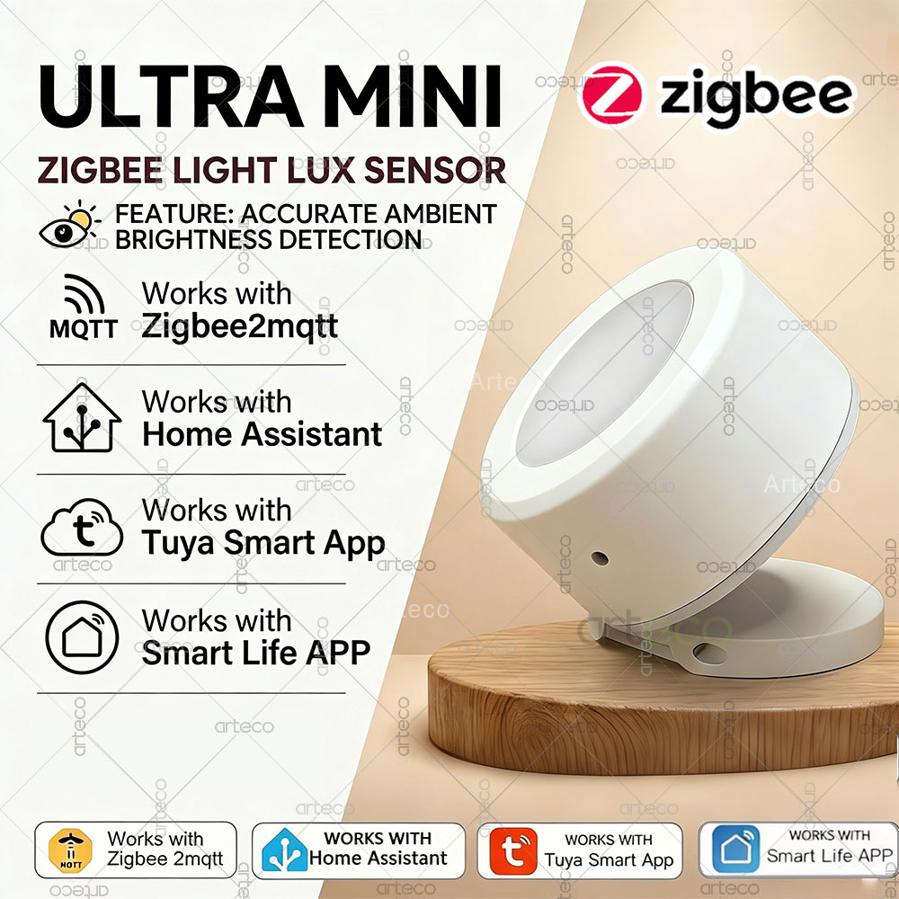 Home Automation Technology - Sensor de Luz Zigbee Ultra Mini,
